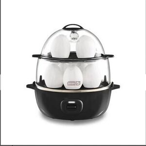 Dash Black Egg Steamer with Clear Dome Dozen Eggs